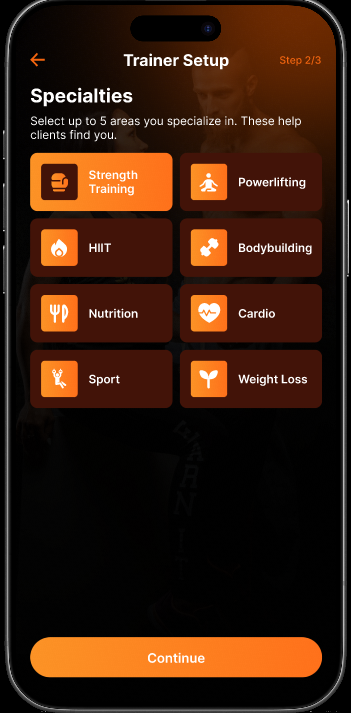 Trainer specialties setup